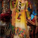 Latest Pakistani Bridal Multi Colored Mehndi Dresses for Girls (4)