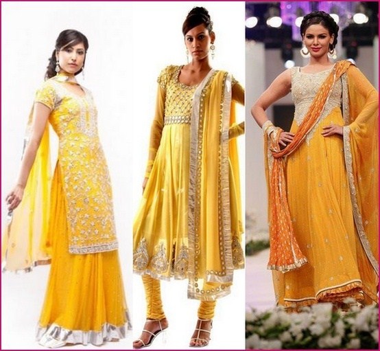 Latest Wedding Mehndi Dresses for Girls (1)