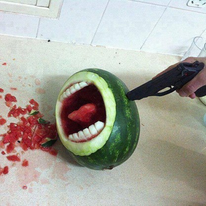 funny pic of shooting watermelon