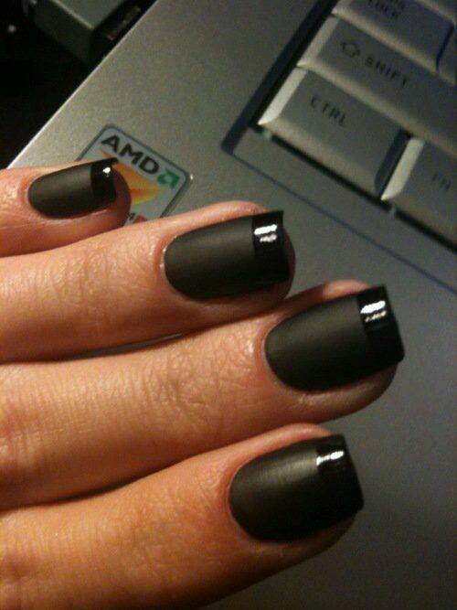matte black colour nails for girls