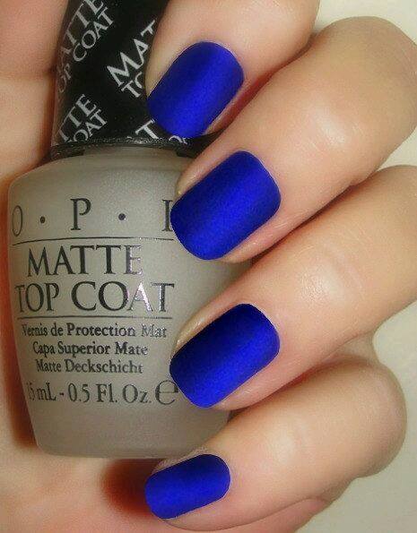 matte blue colour nails art