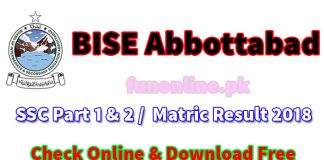 bise abbottabad matric 9th 10th ssc part 1 part 2 result 2018 online