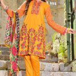 nimsay eid collection 2018 beautiul dress in orange color