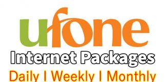 ufone interne packages daily weekly monthly 3 days social bundles
