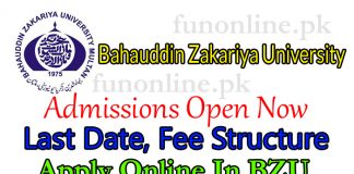 bahauddin zakariya university multan admission 2018