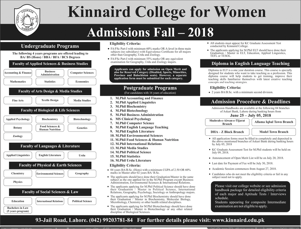 Kinnaird-College-for-Women-admission-2018