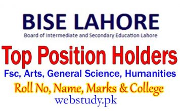 bise lahore inter top position holders 2018