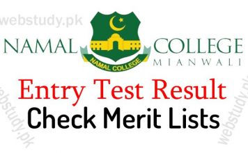 namal college mianwali merit list 2018