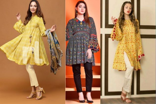 Stylish Eid Silk Short Kurti Design Girls 2024 with Plazo