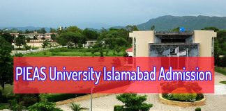 PIEAS university admission 2019