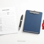 Visual of exam paper and study tools for PMF Dispenser past papers