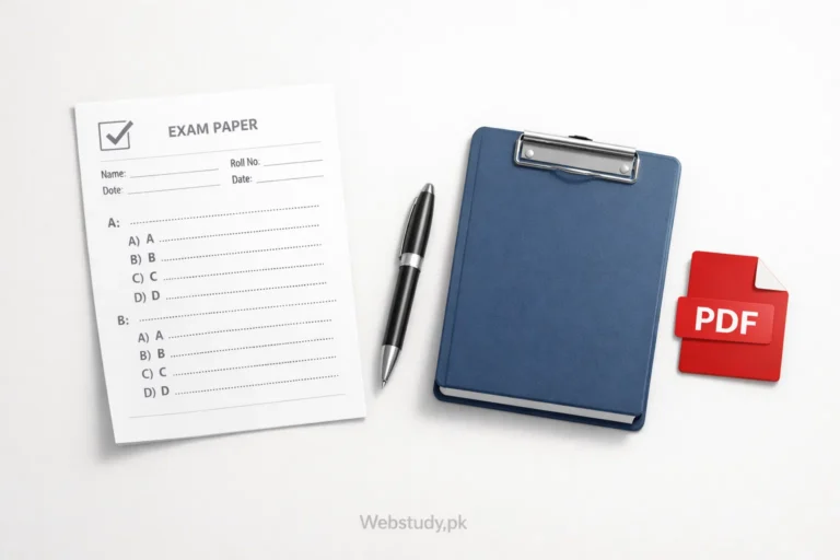 Visual of exam paper and study tools for PMF Dispenser past papers