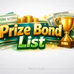 Premium Rs. 40000 prize bond draw results graphic with abstract prize bond icons