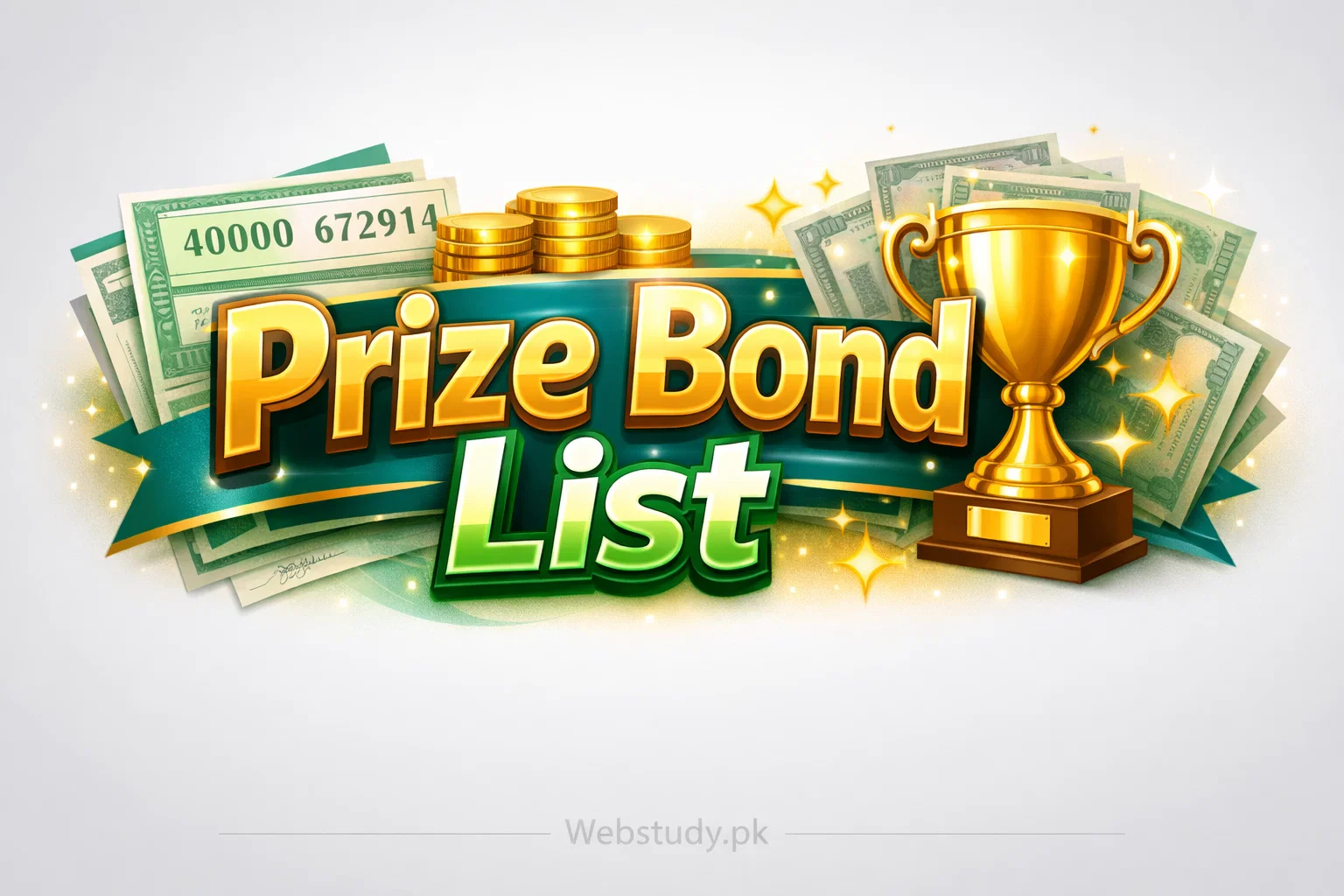 Premium Rs. 40000 prize bond draw results graphic with abstract prize bond icons