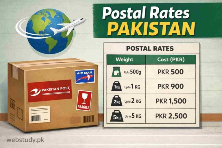 Pakistan postal pricing chart